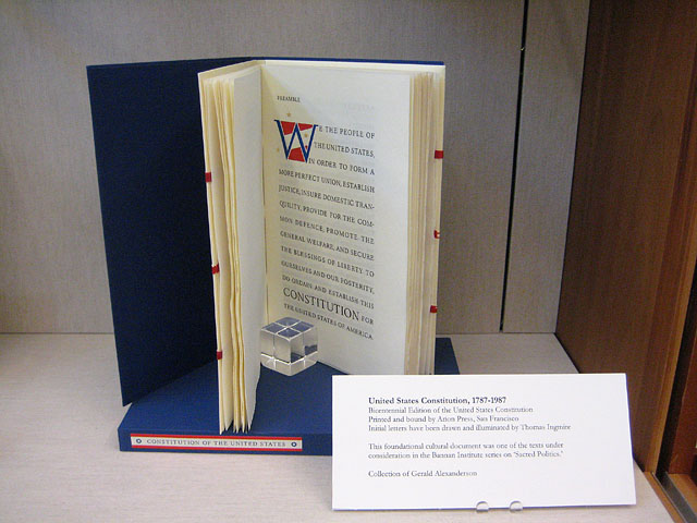 SCU 2013 Sacred Texts Exhibit U.S. Constitution